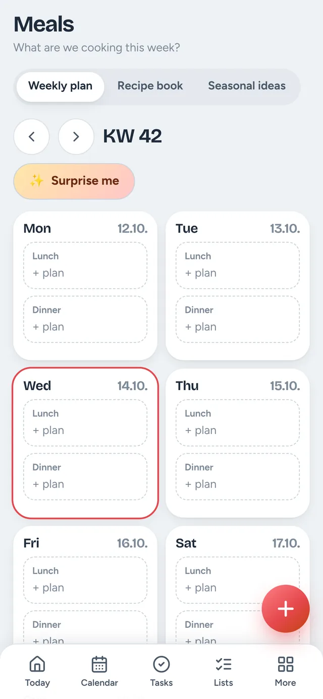 Hüsli on a phone: the week’s meal plan