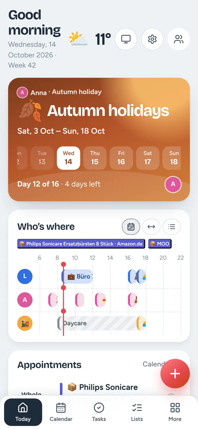 Hüsli on a phone: the family’s day at a glance