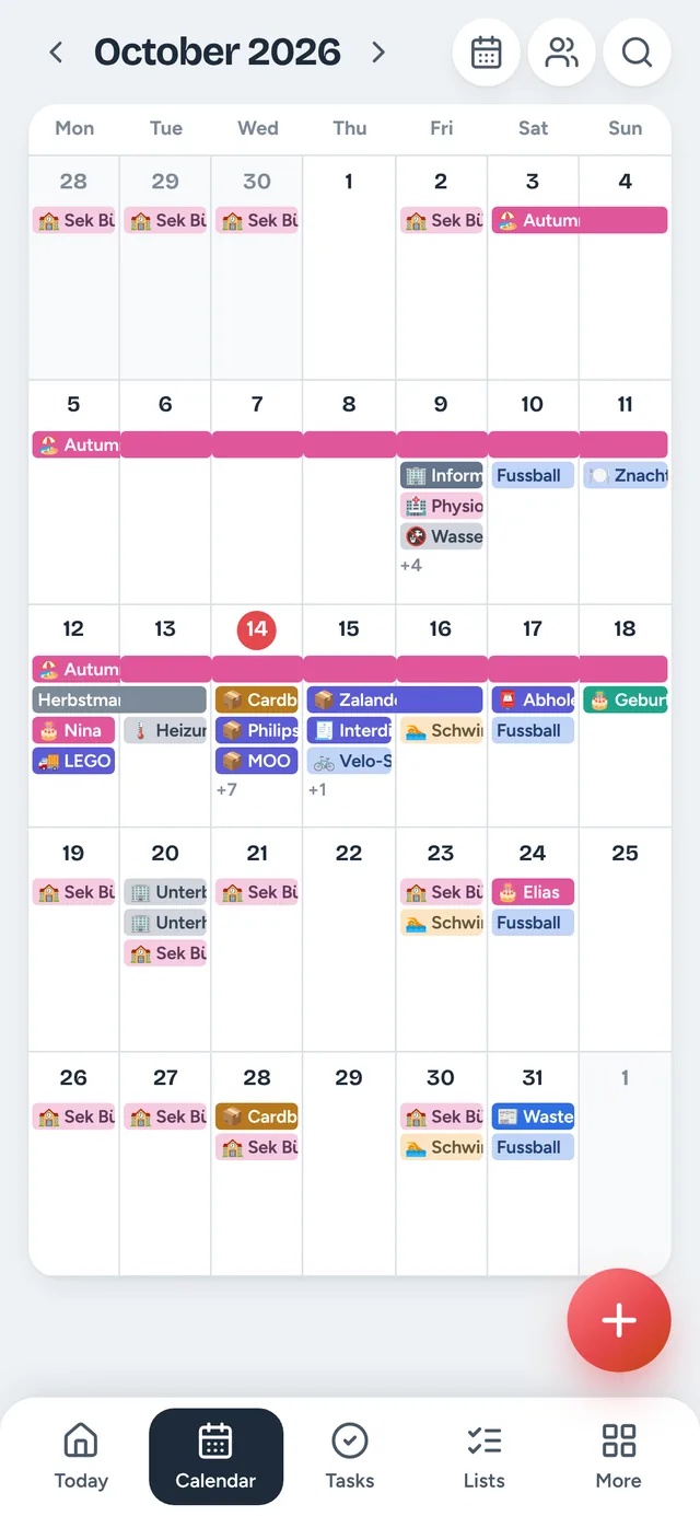 Hüsli on a phone: family calendar