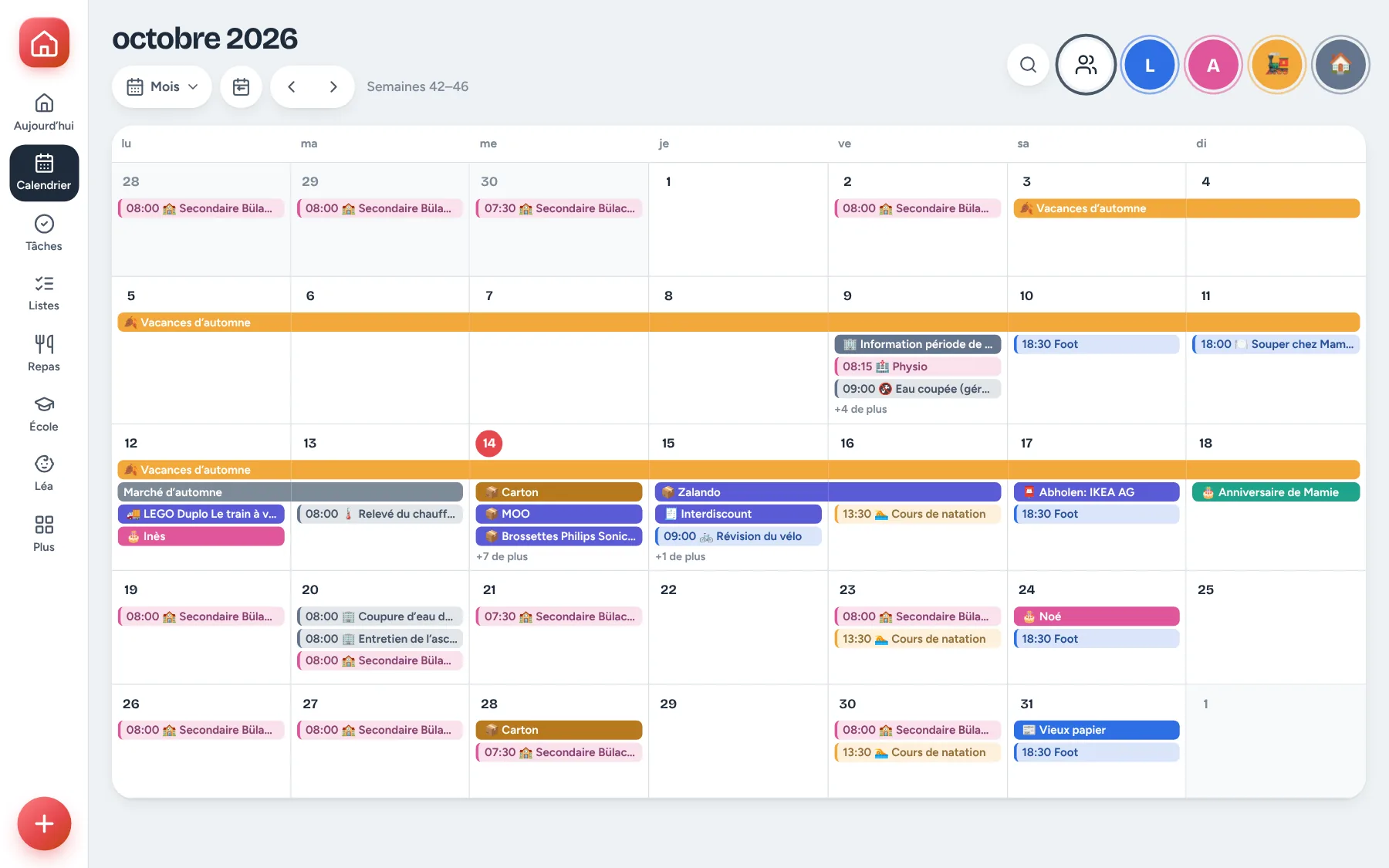 Calendrier de la semaine sur un ordinateur