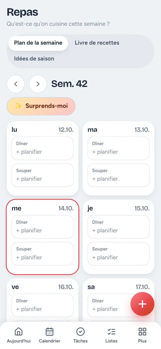 Hüsli sur un téléphone : les menus de la semaine