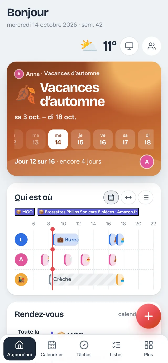 Hüsli sur un téléphone : la journée de la famille en un coup d’œil