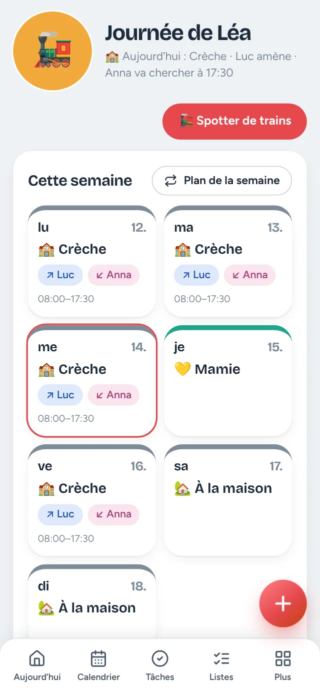 Hüsli sur un téléphone : qui amène et qui va chercher l’enfant aujourd’hui