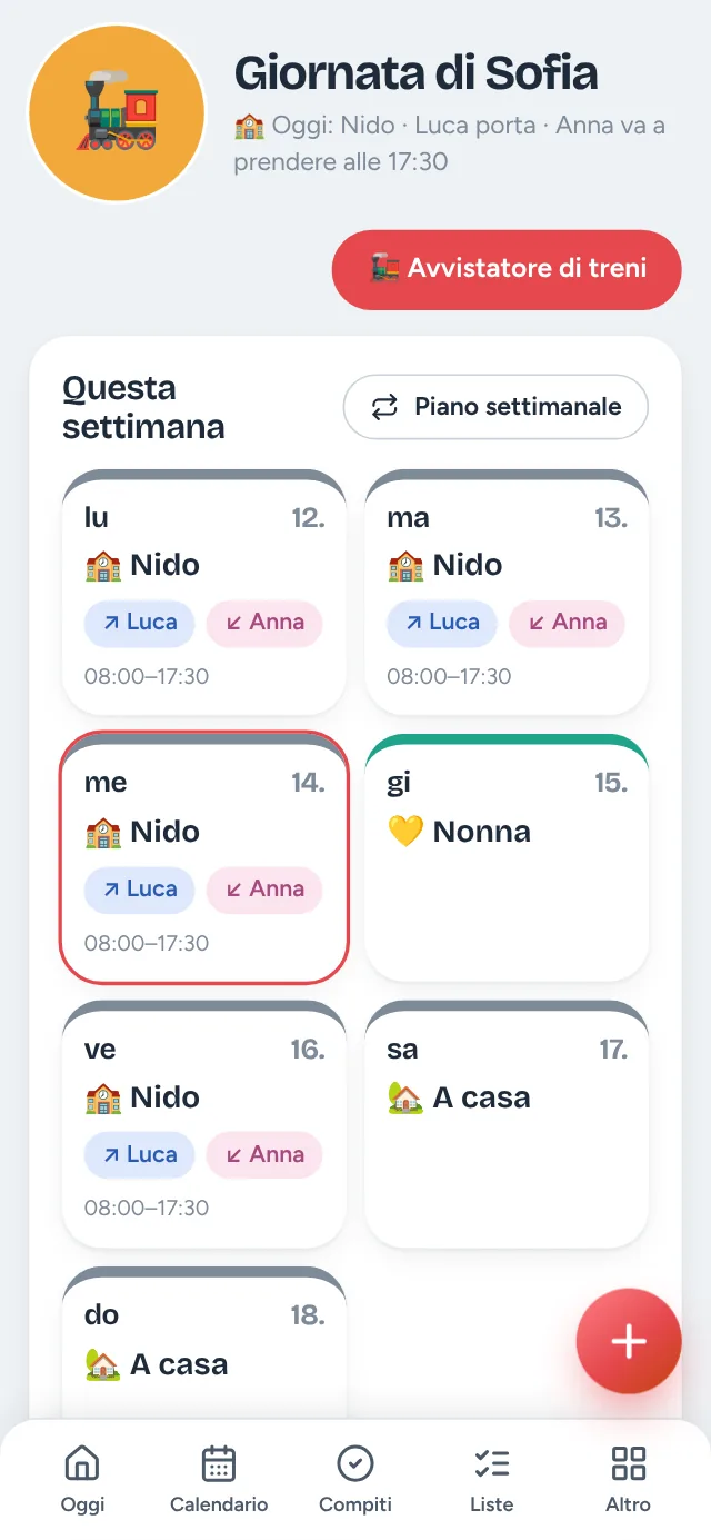 Hüsli su un telefono: chi porta e chi va a prendere il bambino oggi